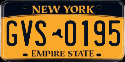 NY license plate GVS0195