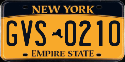 NY license plate GVS0210
