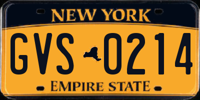 NY license plate GVS0214