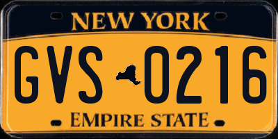 NY license plate GVS0216