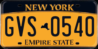 NY license plate GVS0540
