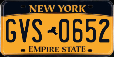 NY license plate GVS0652