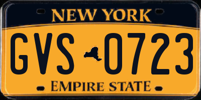 NY license plate GVS0723