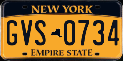 NY license plate GVS0734