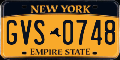NY license plate GVS0748