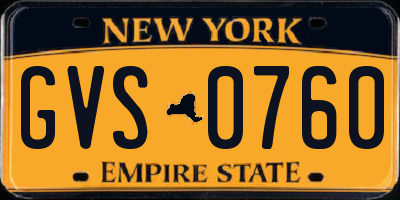 NY license plate GVS0760