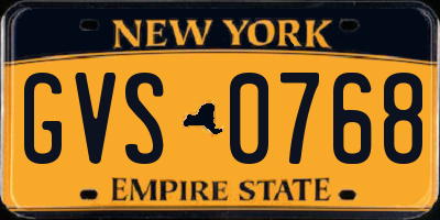 NY license plate GVS0768