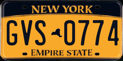 NY license plate GVS0774