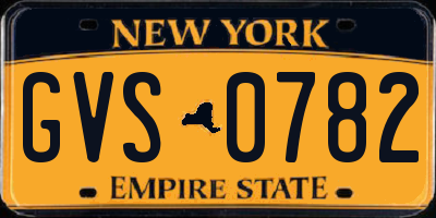NY license plate GVS0782