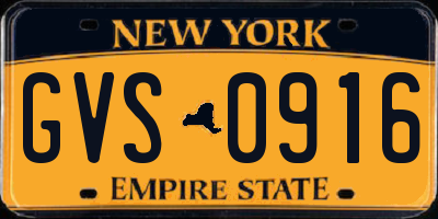 NY license plate GVS0916