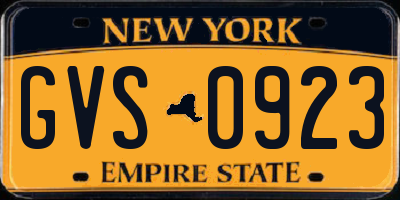NY license plate GVS0923