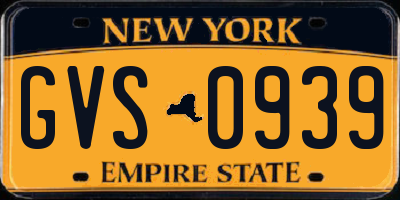 NY license plate GVS0939