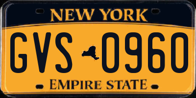 NY license plate GVS0960