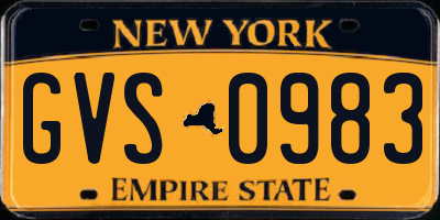 NY license plate GVS0983