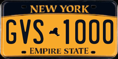 NY license plate GVS1000