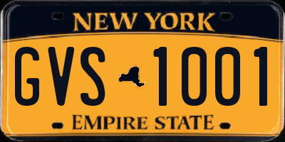 NY license plate GVS1001