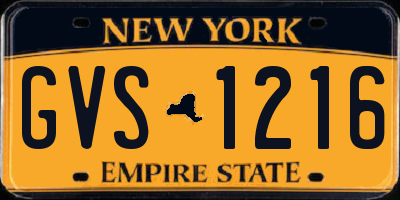 NY license plate GVS1216