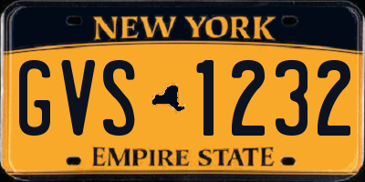 NY license plate GVS1232