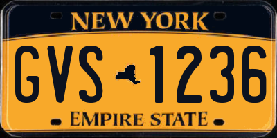 NY license plate GVS1236