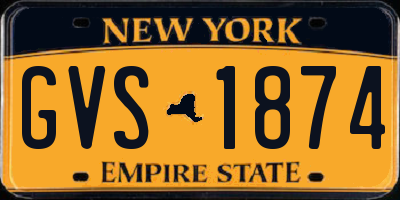 NY license plate GVS1874