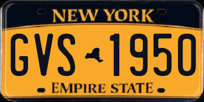 NY license plate GVS1950