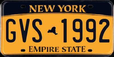 NY license plate GVS1992
