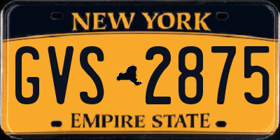 NY license plate GVS2875