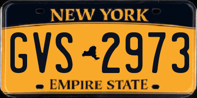 NY license plate GVS2973