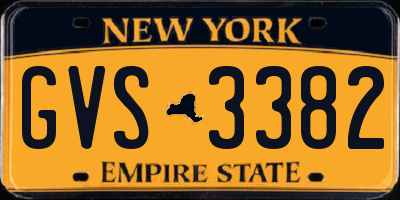 NY license plate GVS3382