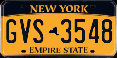 NY license plate GVS3548