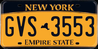 NY license plate GVS3553
