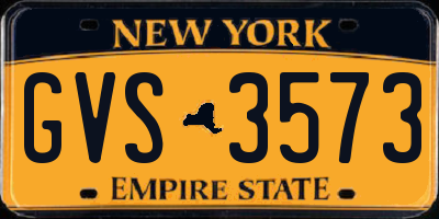 NY license plate GVS3573