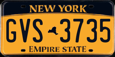 NY license plate GVS3735