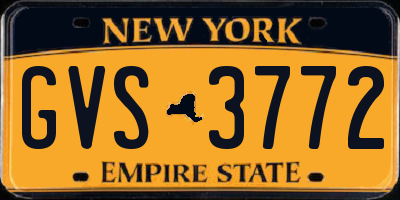NY license plate GVS3772