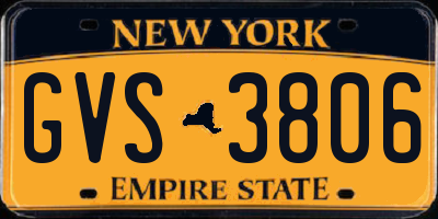 NY license plate GVS3806