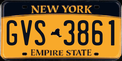 NY license plate GVS3861