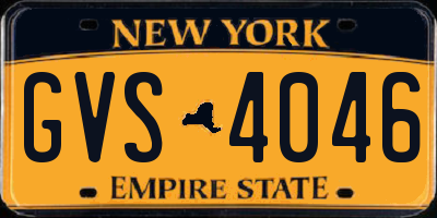 NY license plate GVS4046
