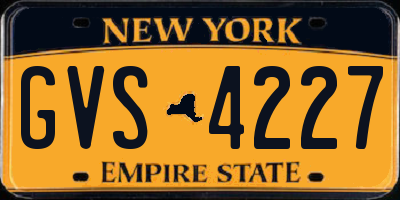 NY license plate GVS4227