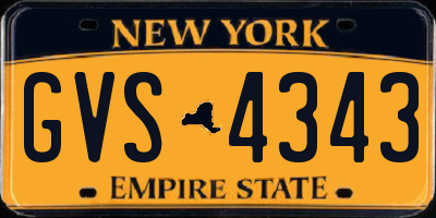 NY license plate GVS4343