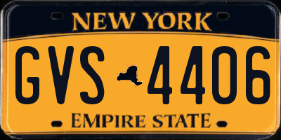 NY license plate GVS4406