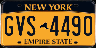 NY license plate GVS4490