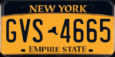 NY license plate GVS4665
