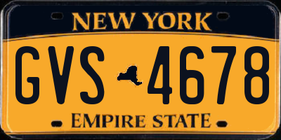 NY license plate GVS4678