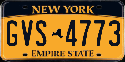NY license plate GVS4773