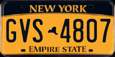 NY license plate GVS4807
