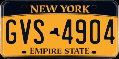 NY license plate GVS4904