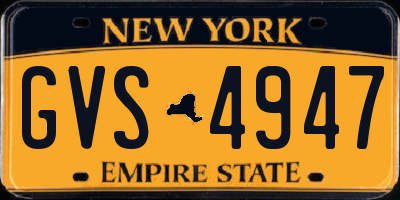 NY license plate GVS4947