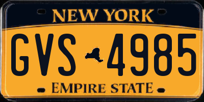NY license plate GVS4985