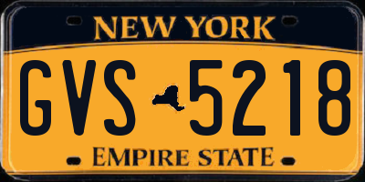 NY license plate GVS5218