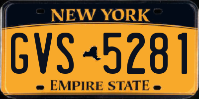 NY license plate GVS5281